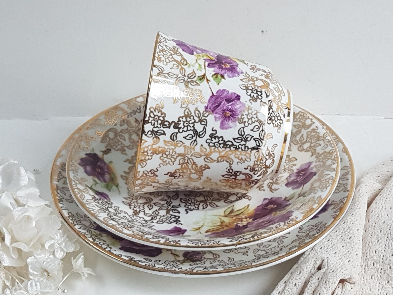 Vintage Luborn 22kt Gold Bone China Tea Set Bone China Tea Etsy
