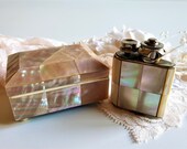 Vintage Splendor Marque Deposee Perfume Atomizer Switzerland and Antique English Mother of Pearl jewelry box circa 1890, Trinket Gift box