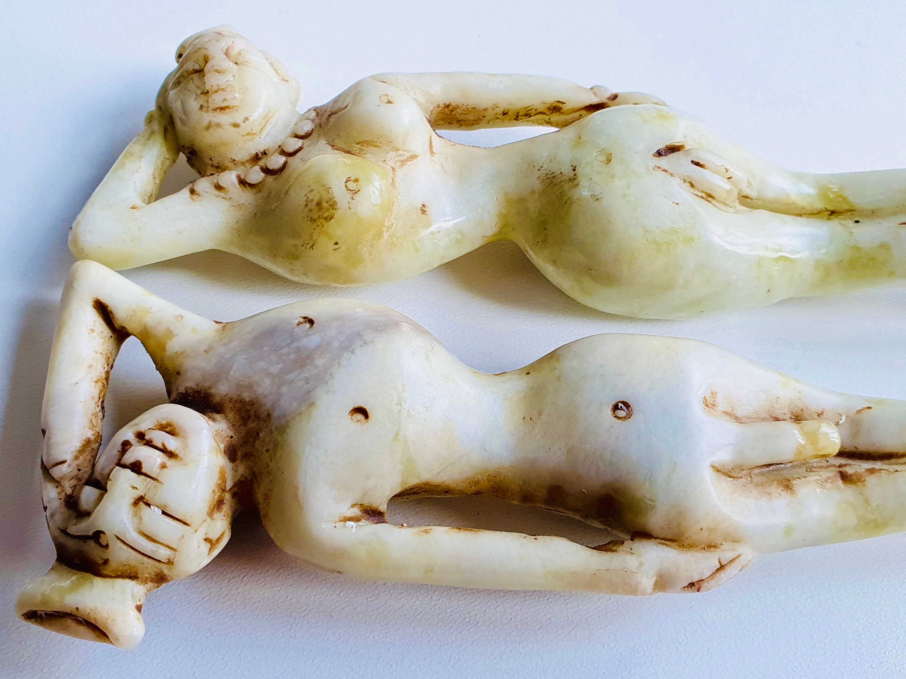 A Pair of Nude White Jade Shoushan Stone Figures of Anatomical - Etsy New  Zealand