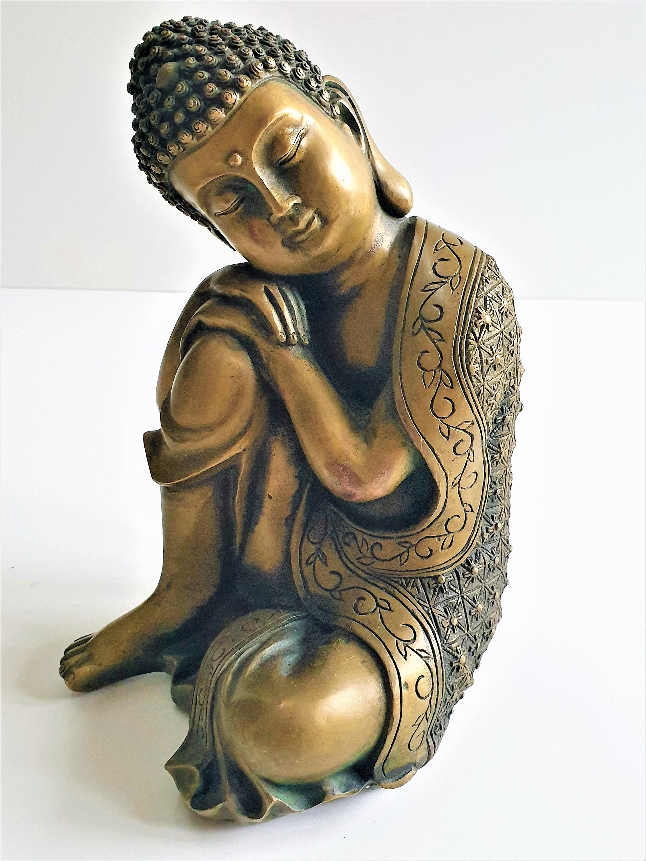 Tibet/nepal Bronze Buddha Statue Reclining Etsy