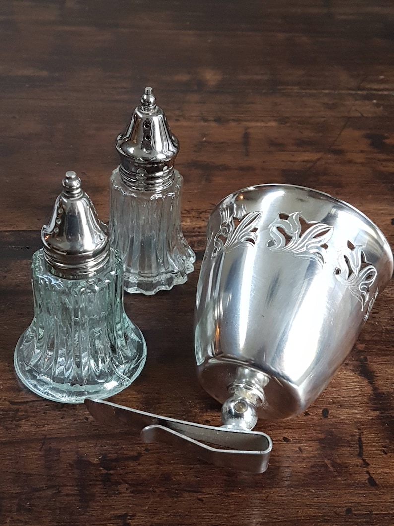 Two Victorian Silver Glass Sugar Shakers Sugar Sifters Etsy