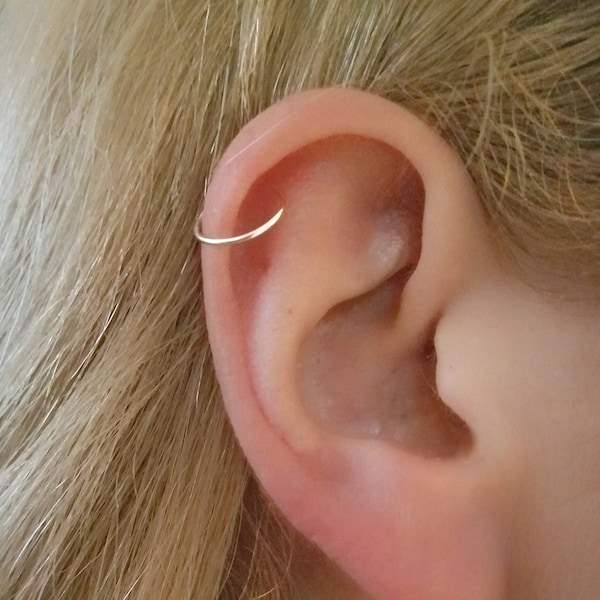 Helix Cartilage Hoop Earring | Smooth Hoop Earring, conch hoop, helix piercing, tragus hoop [14K Gold/Rose Gold filled/Sterling Silver]