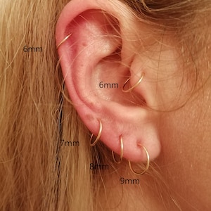 Hammered Ear Hoops Pair | Lightly Hammered textured infinite hoop earrings, cartilage hoops, helix piercing [14K Gold/ Rose filled/ Silver]