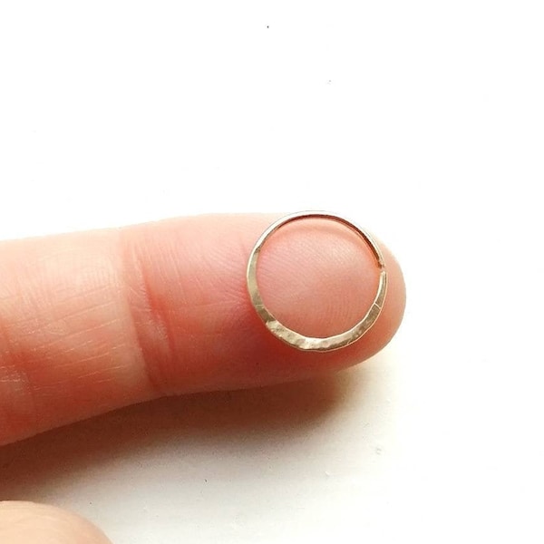 Half Flat Nose Ring - Textured Pierced Nose Jewellery [Sterling Silver/ 14K Gold filled/ 9ct Solid Gold/ Platinum- silver/yellow/rose/white]