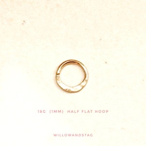 18G Half Flat Hoop - size 18 Gauge (1mm) Hoop | 18G Ear/Nose/Body Ring, body piercing [14K Gold or Rose filled, or sterling silver]