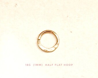 18G Half Flat Hoop - size 18 Gauge (1mm) Hoop | 18G Ear/Nose/Body Ring, body piercing [14K Gold or Rose filled, or sterling silver]