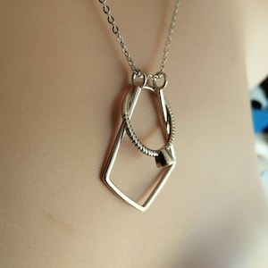 Sterling Silber Geometrischer Ringhalter [Wählen Sie Kettenlänge 18, 20, 22 oder 24 Zoll] 925 Silber