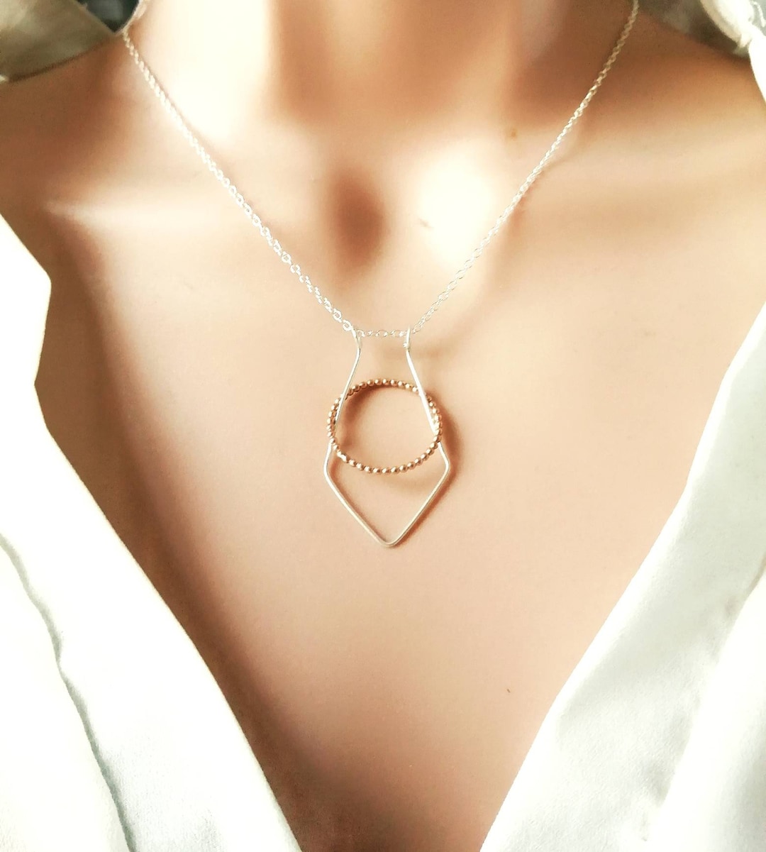 14K Rose Gold Filled Geometric Ring Holder Necklace - Etsy