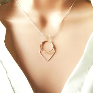 14K Rose Gold filled Geometrische Ring Halskette