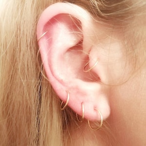 Modern Ear Hoops Pair | Infinite hoop earrings, cartilage/ lobe/ helix piercing [14K Gold filled/ 9ct Solid Gold/ Sterling Silver]