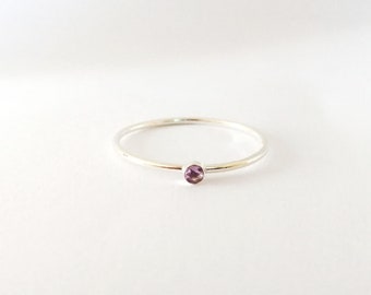 Dainty Amethyst Stacking Ring | February Birthstone Ring - tiny purple gemstone ring