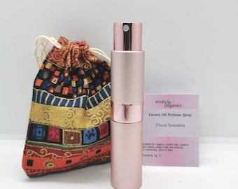 Perfume oil spray, refill available, comes with a drawstring bag great gift for all occasions. Suitable for vegans, alcohol free .