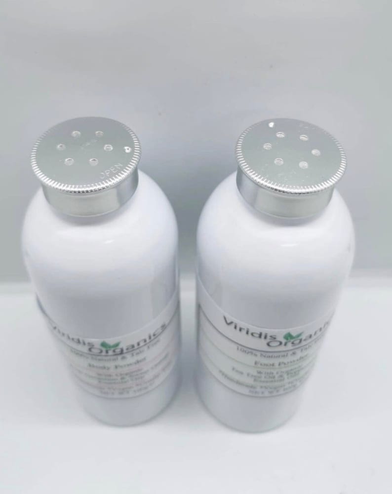 Organic body and foot powder in reusable bottle image 2