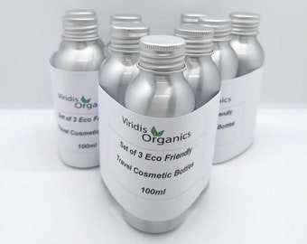 Set of 3 Reusable Travel Bottle with silver or gold lids  Eco Friendly, Sustainable & Plastic Free