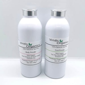 Organic body and foot powder in reusable bottle image 1