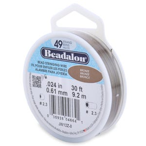 Fio flexível para bijuteria Beadalon, 49 fios, bronze, 0,024 polegadas (0,6 mm), carretel de 9,14 m (30 pés).
