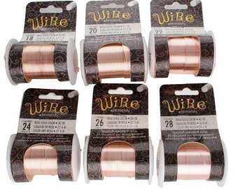Alambre BeadSmith color oro rosa: Alambre para la fabricación de joyas resistente al deslustre (calibre 16-28)