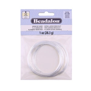 Beadalon-geheugendraad verzilverde extra grote armband 1 oz (62 spoelen) 0,65 mm 0,025 inch