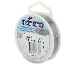 Beadalon 49 Strand .024in Bright Bead Stringing Wire - 30ft / 100ft Spools