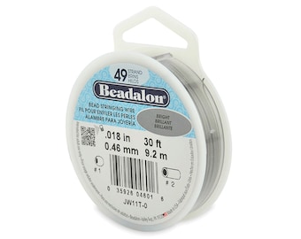 Beadalon 49 Strand .018in Bright Bead Stringing Wire - 30ft / 100ft Spools