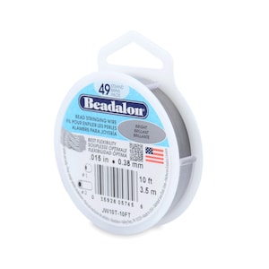 Beadalon Bright .015&quot; Bead Stringing Wire 49 Strand Flex Wire - 10ft