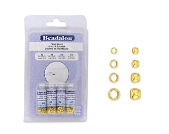 Beadalon GOLD Paquete variado de cuentas engarzadas, tamaños 0, 1, 2, 3, (600 piezas) sin níquel