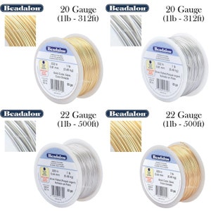 Beadalon German-Style Wire - Bulk Spools | 20, 22 Gauge | Silver Plated, Gold Color | Tarnish-Resistant for Jewelry Making