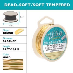 The Beadsmith Wire Elements Craft Wire – Tarnish Resistant, Soft Temper,  Round, Vintage Bronze Color – 0.81mm, 20 Gauge, 10 Yard Spool – Jewelry