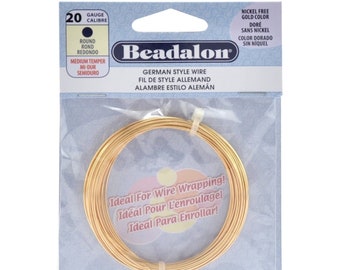 20 Gauge Gold Silver Plate Beadalon Round German Craft Wire ~ 19.7 Feet