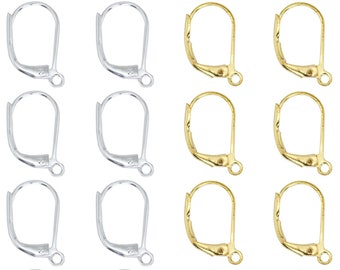 Lever Back Earring Silver Plated or Gold Color - Pro-Quality, Nickel-Free