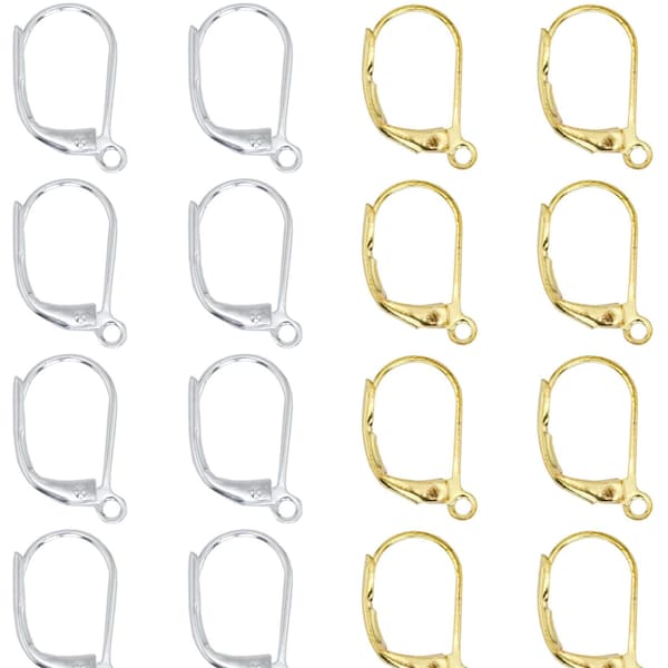 Lever Back Earring Silver Plated or Gold Color - Pro-Quality, Nickel-Free