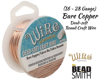 Bare Copper Wire (16  28 Gauge) Beadsmith Wire Elements Tarnish Resistant Copper Craft Wire