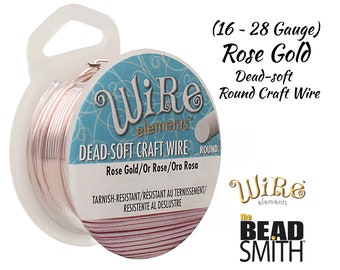 Alambre artesanal de cobre color oro rosa: resistente al deslustre, muy suave (calibre 16-28)