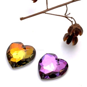 Swarovski Crystal, Heart,  Flat-Back 2-hole sew-on, Heliotrope or Tabac 24mm