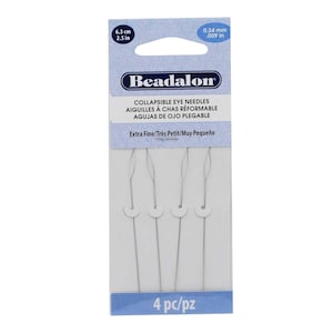 Beadalon Beading Needles, 2.25in Extra Fine Collapsible Eye Needles (4 Needles)