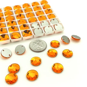 Swarovski Crystal, Sew-on, 10mm Flat-Back, Sun F  #3200 ~ 12 Pieces