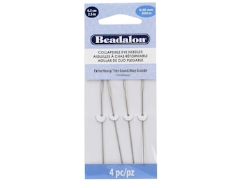 Beadalon Extra Heavy Beading Needles, Collapsible Eye (4 Needles)