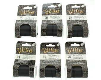 Black BeadSmith Wire Elements - Tarnish Resistant Craft Wire - 16, 18, 20, 22, 24, 26, 28 Gauge Wire