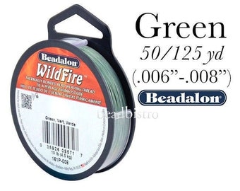 Beadalon Wildfire GREEN Beading Thread (.006"/.008") 20, 50 & 125 Yard Spools