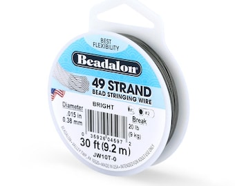 Beadalon Bright .015" Bead Stringing Wire 49 Strand Flex Wire - 30ft