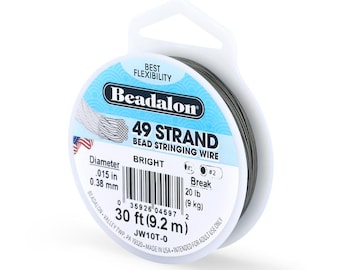 Beadalon 49 Strand .015in Bright Bead Stringing Wire - 30ft / 100ft Spools