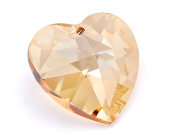 1 Piece, Swarovski Heart Pendant 28mm, Crystal Golden Shadow #6202