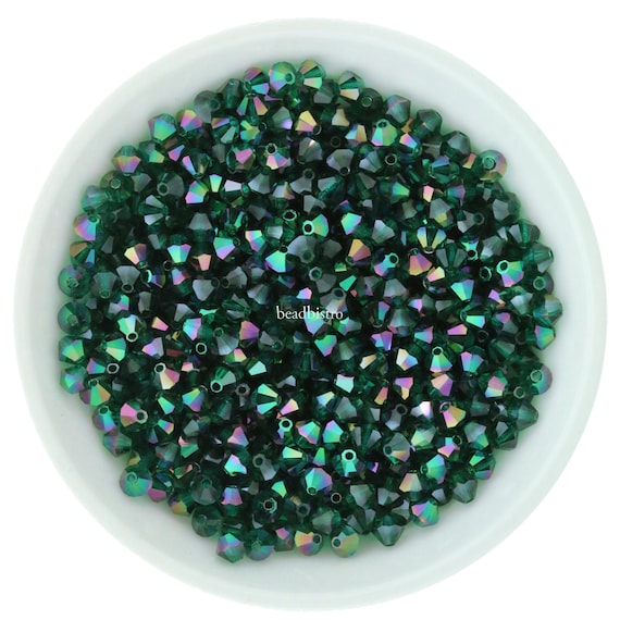 Buy Preciosa Bicones, Emerald Purple Haze, 3mm, 4mm, 6mm, Crystal