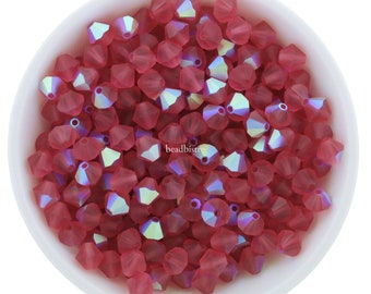 Preciosa Bicones Indian Pink AB Matte 3mm 4mm 6mm Crystal Bicones