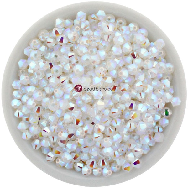 Preciosa Bicones White Opal AB2X 3mm 4mm 6mm Crystal Bicones