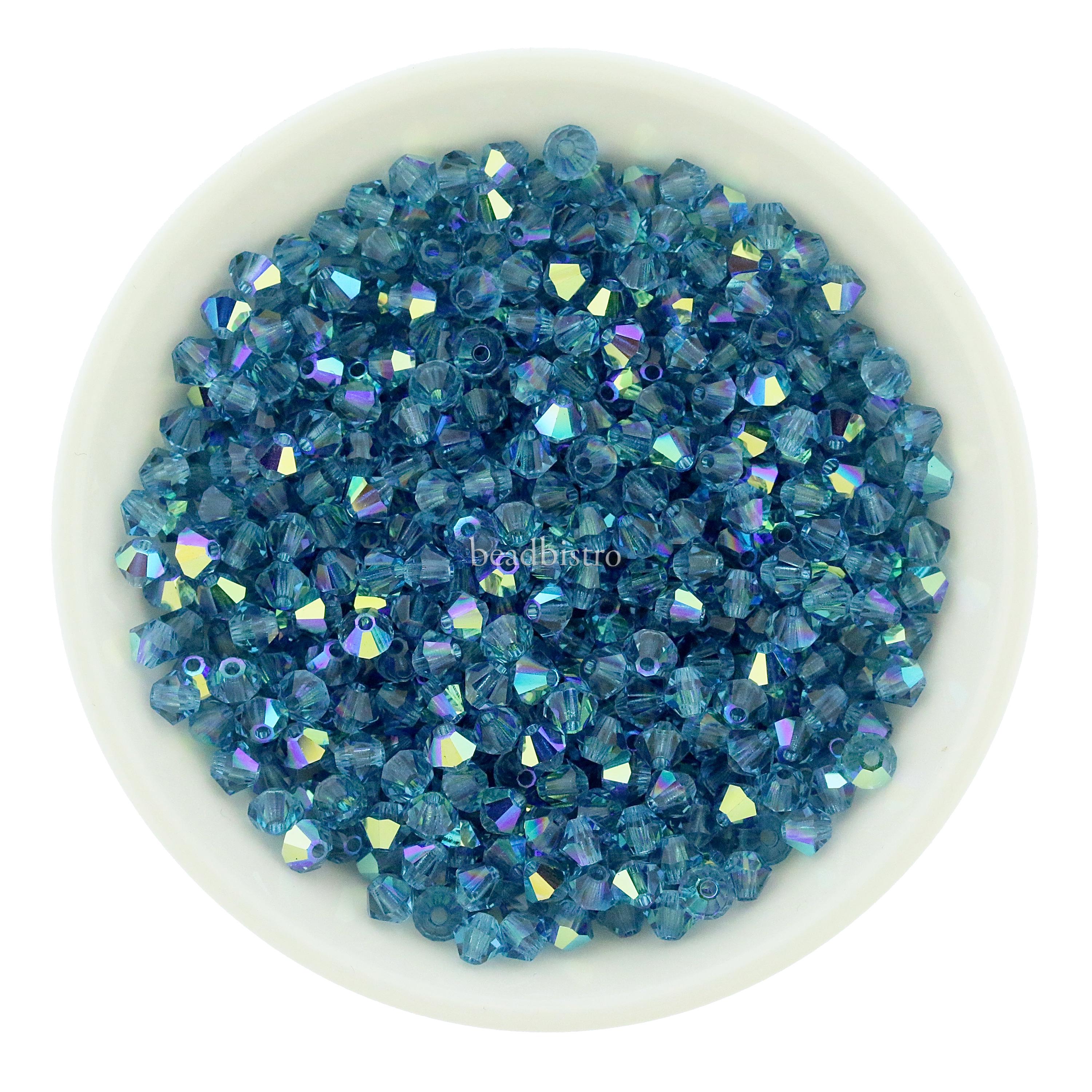 Lot De 200 Perles Cristal 4x3 Mm Couleur Sapphire AB - Neuf - France