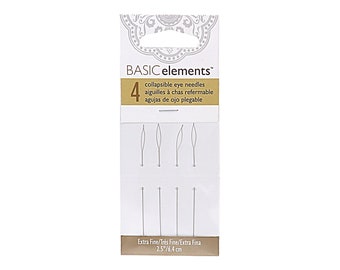 Basic Elements, Extra Fine Collapsible Eye Beading Needles, 2.25in - 4 Needles