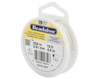 Beadalon 19 Strand Silver Color .024" Flexible Bead Stringing Wire (30ft)