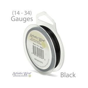 Alambre artístico negro: cobre resistente al deslustre, ideal para joyería (calibre 14-34)
