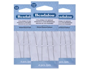 Beadalon Collapsible Eye Beading Needles, 2.5in Medium (4 Pack)